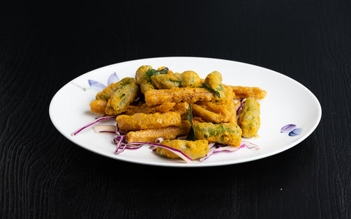okra lotus root salted egg yolk