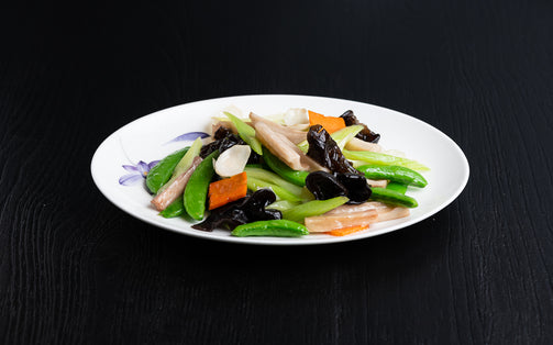 Lily bulb, sugar snaps, lotus root and wood fungus